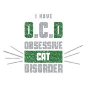 Obsessive Cat Disorder  Metallic Silver   Green 