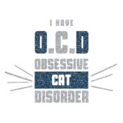 Obsessive Cat Disorder  Metallic Silver   Navy 