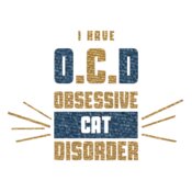 Obsessive Cat Disorder  Metallic Gold   Navy 