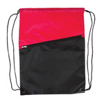 Two-Tone Poly Drawstring Backpack With Zipper