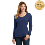 Ladies Long Sleeve Fan Favorite V Neck Tee