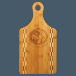 Paddle Shaped Bamboo Cutting Board with Butcher Block Inlay (13 1/2" x 7")