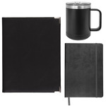 Faux Leather Portfolio + 5" x 8" Journal + 15oz Travel Mug 